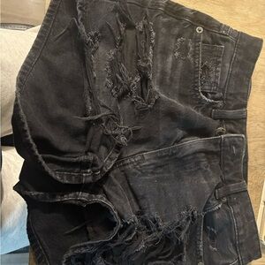 American Eagle Outfitters Black Ripped Denim Shorts